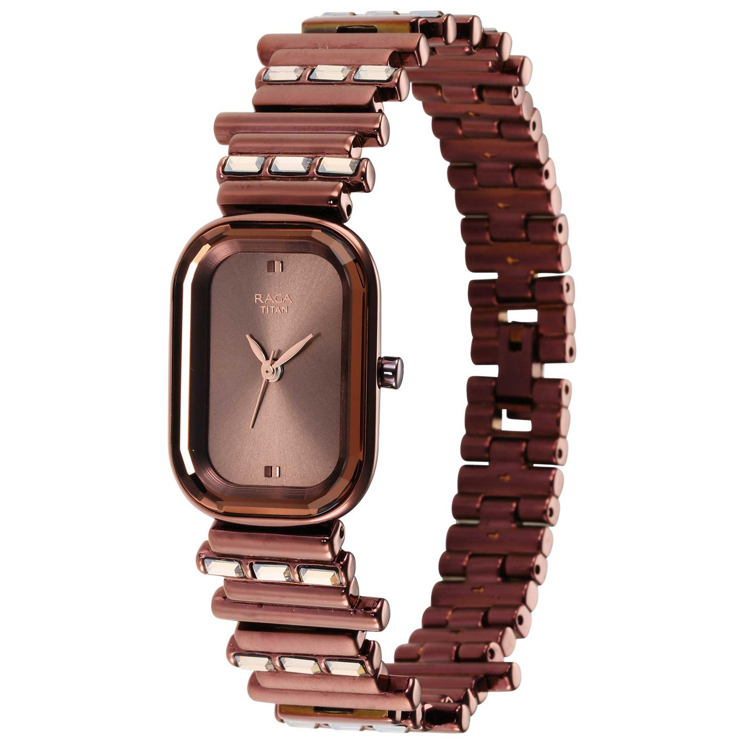 Titan Love All Brown Dial Analog Metal Strap Watch for Women