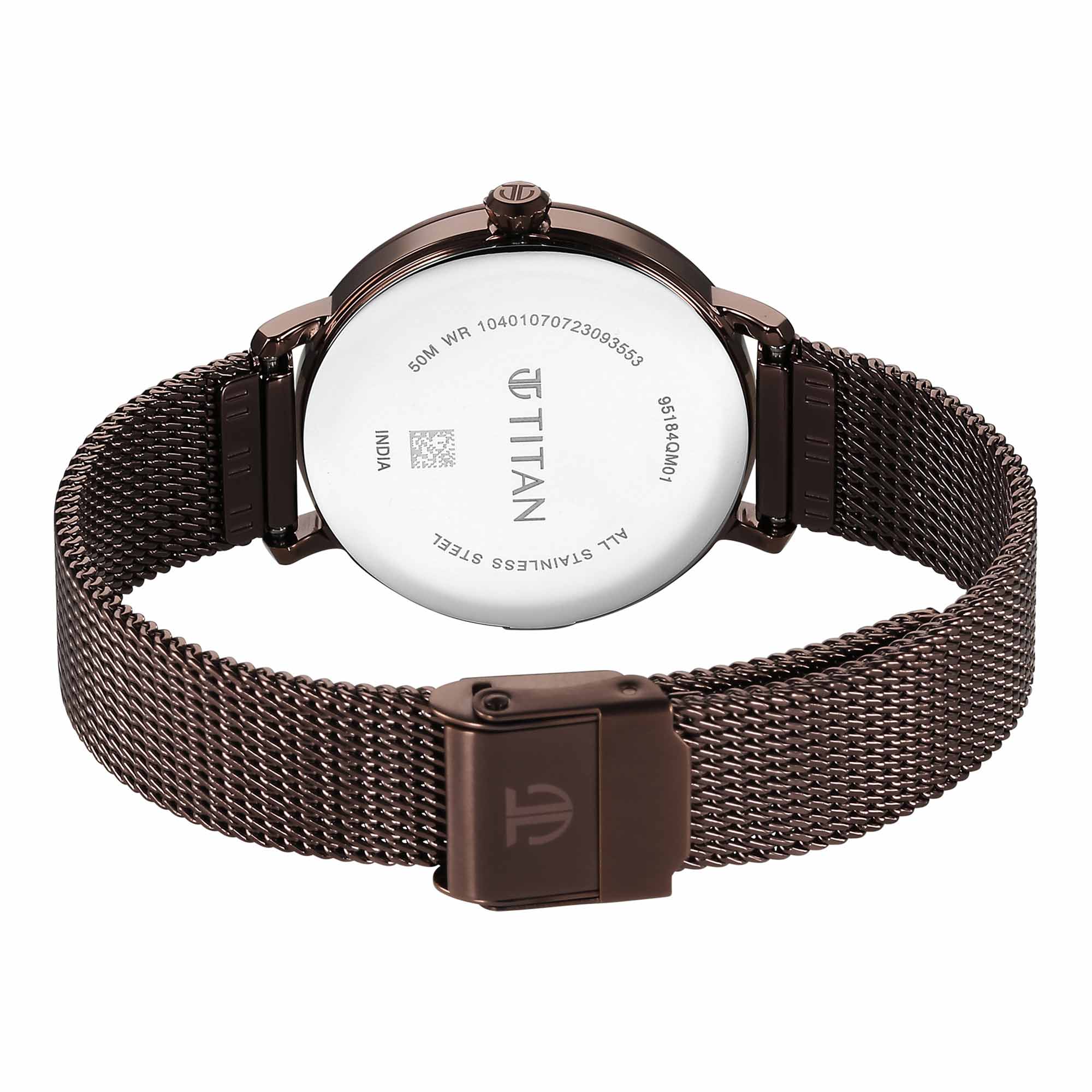 Titan Workwear Quartz Analog Black Dial Stainless Steel Strap Watch for Women