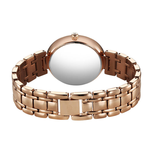 Titan Beige Dial Rose Gold Metal Strap Analog Quartz Watch for Women