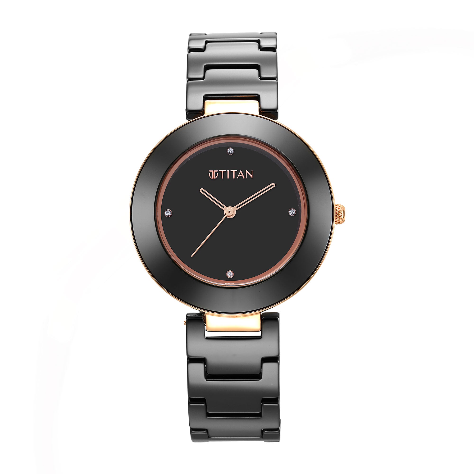 Purple Ceramics Black Dial Ceramic Strap Watch for Women (95189KC02)