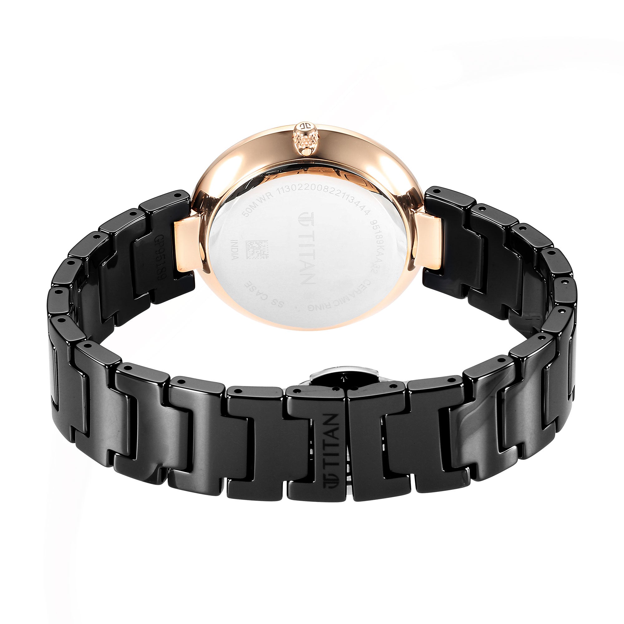 Purple Ceramics Black Dial Ceramic Strap Watch for Women (95189KC02)