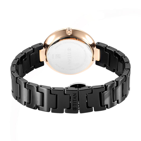 Purple Ceramics Black Dial Ceramic Strap Watch for Women (95189KC02)