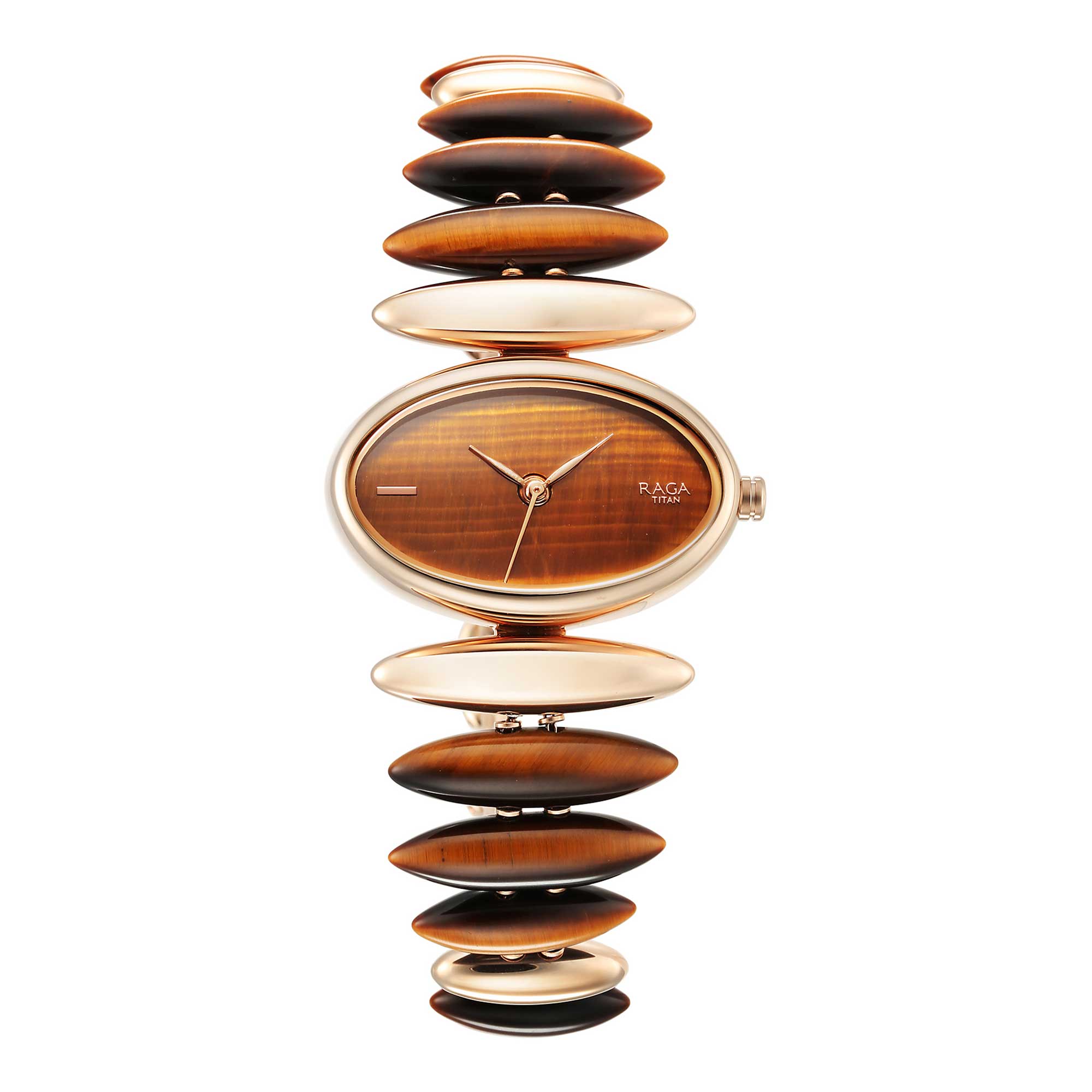 Titan Raga New You Quartz Analog Tiger Eye stone Strap Watch for Women