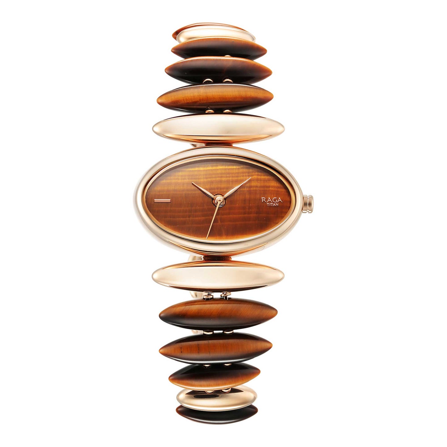 Titan Raga New You Quartz Analog Tiger Eye stone Strap Watch for Women