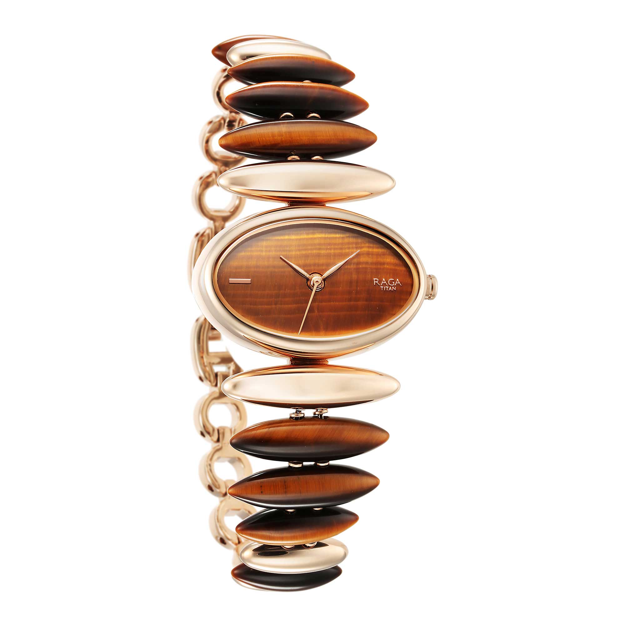 Titan Raga New You Quartz Analog Tiger Eye stone Strap Watch for Women