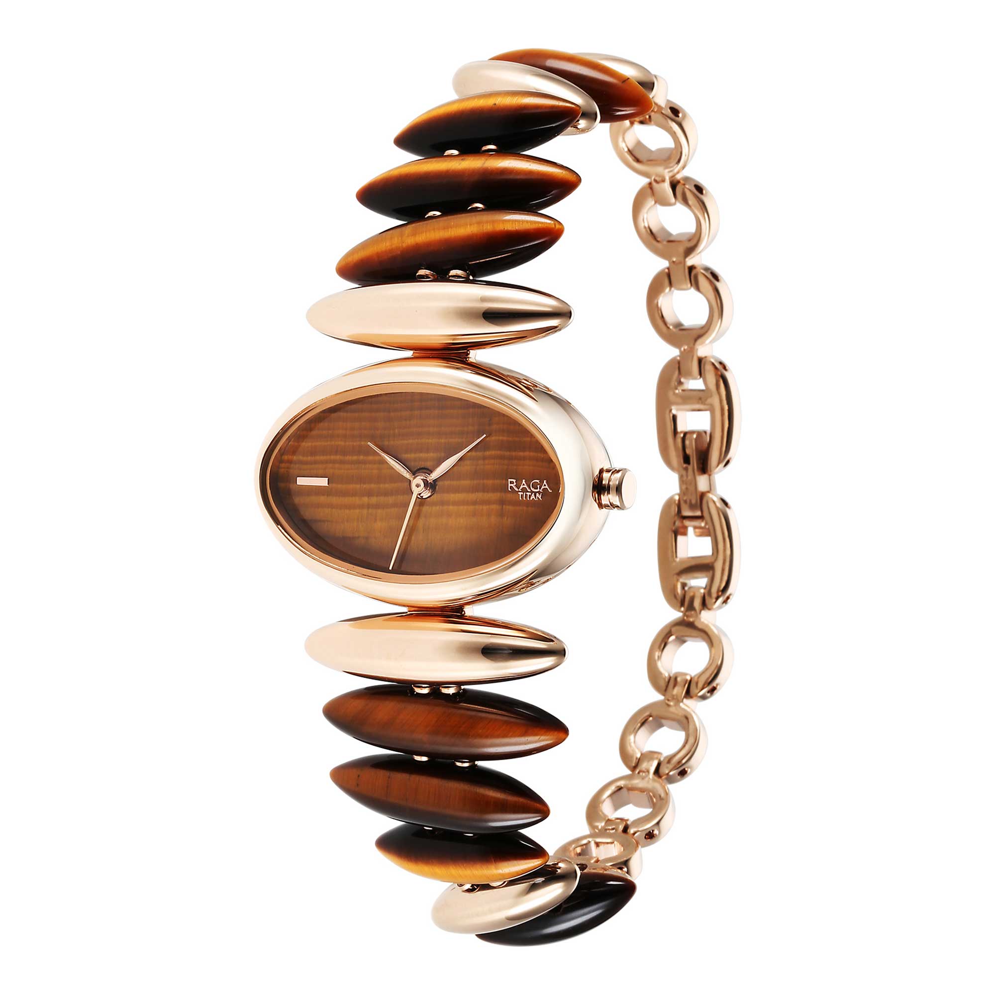Titan Raga New You Quartz Analog Tiger Eye stone Strap Watch for Women
