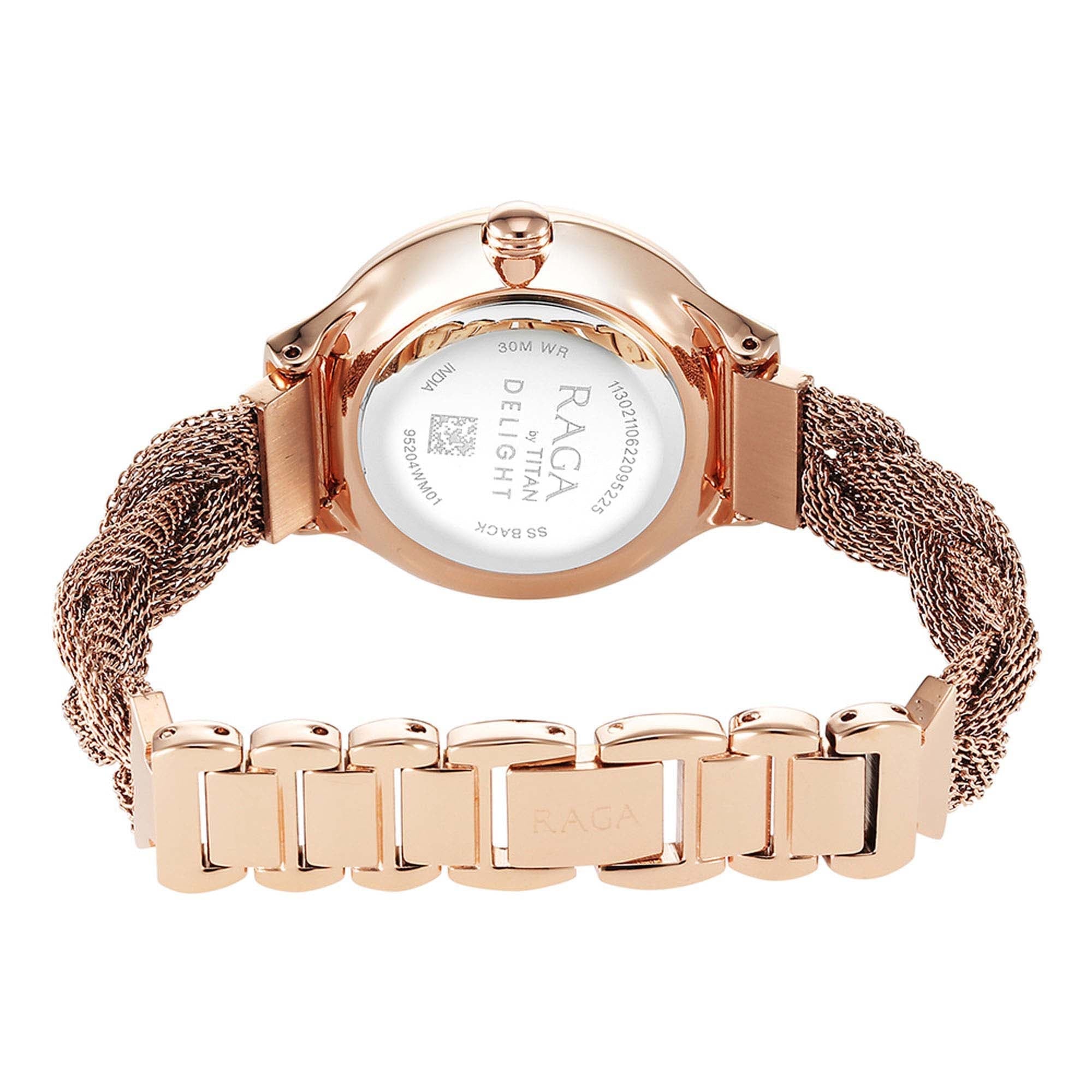 Titan Raga Delight Rose Gold Dial Women Watch With Stainless Steel Strap