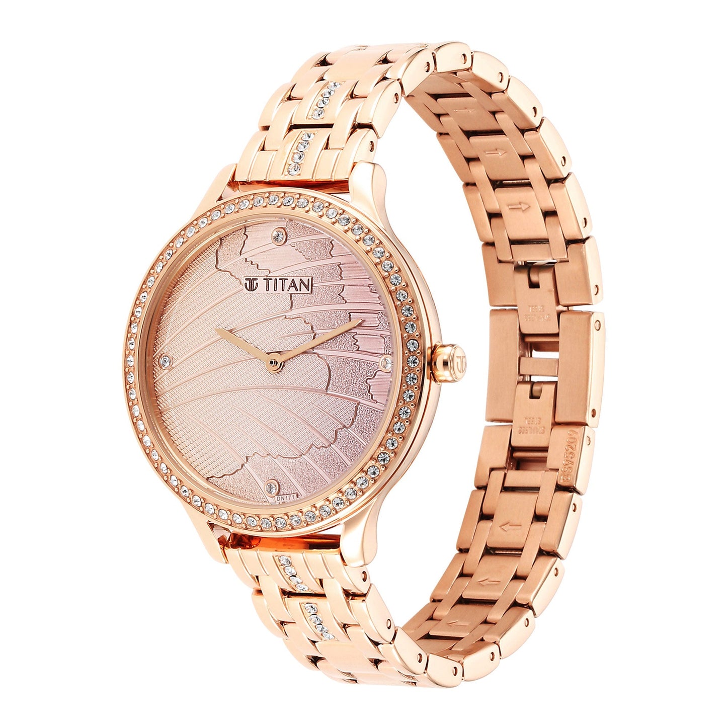 Glitz Rose Gold Dial Stainless Steel Strap Watch for Women