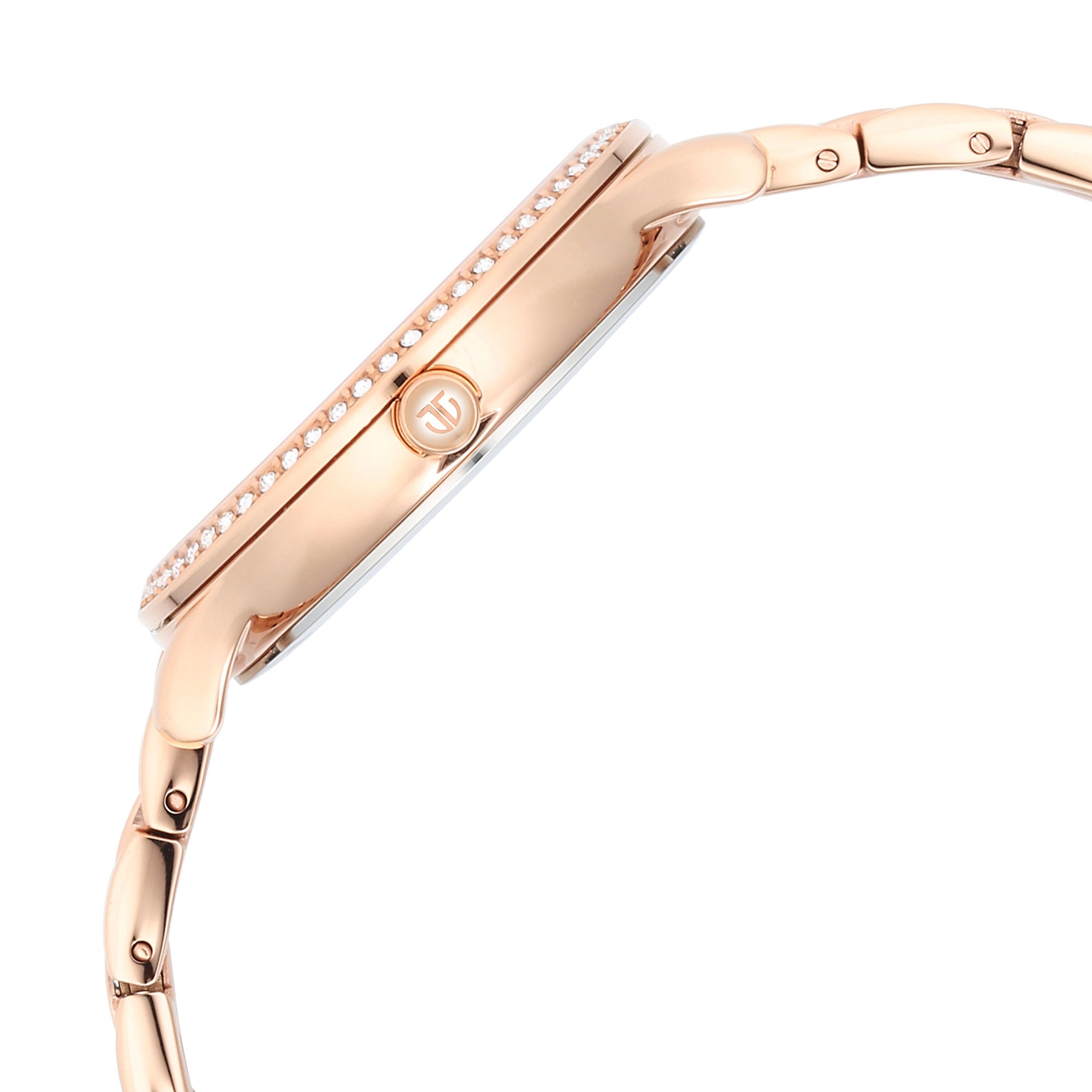 Glitz Rose Gold Dial Stainless Steel Strap Watch for Women