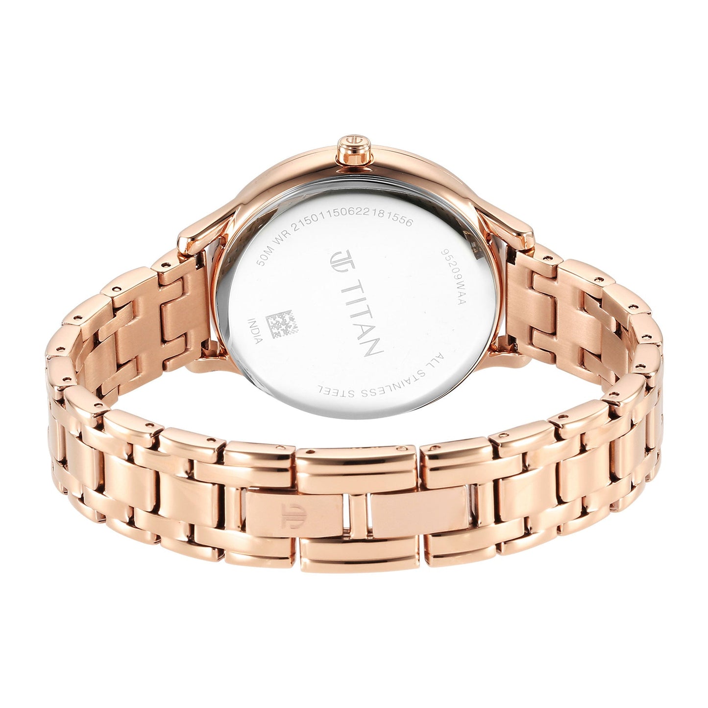 Glitz Rose Gold Dial Stainless Steel Strap Watch for Women