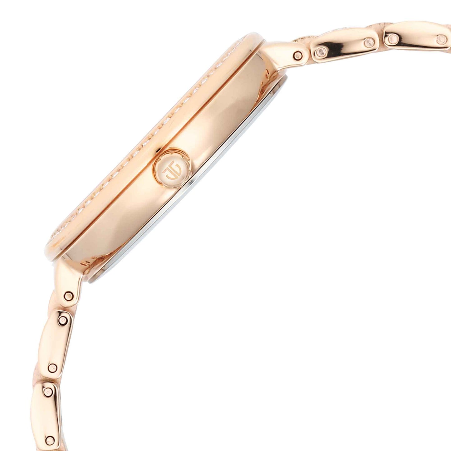 Glitz Rose Gold Dial Stainless Steel Strap Watch for Women