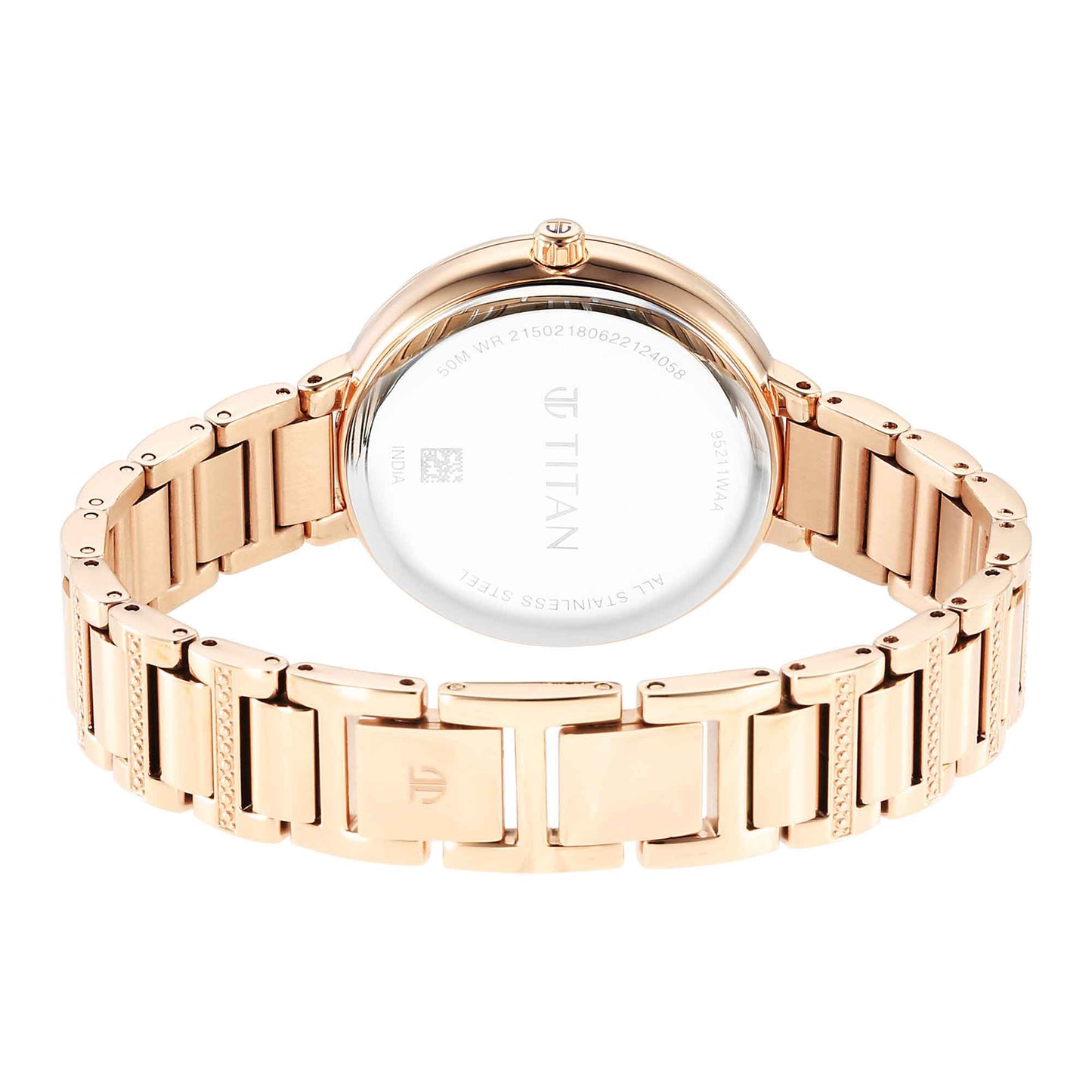 Glitz Rose Gold Dial Stainless Steel Strap Watch for Women