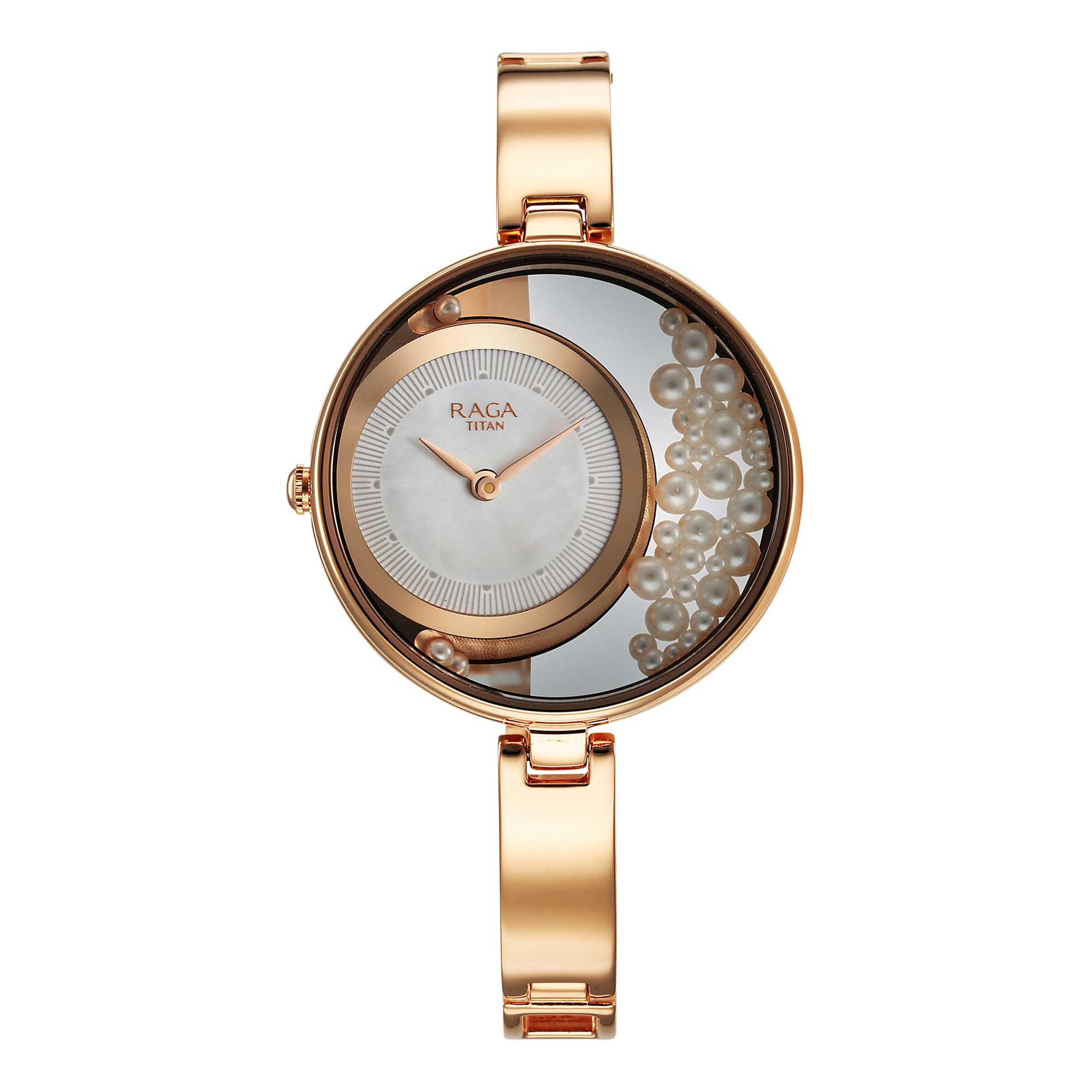 Titan Raga Power Pearls Quartz Analog White Dial with loose pearls Metal Strap Watch for Women