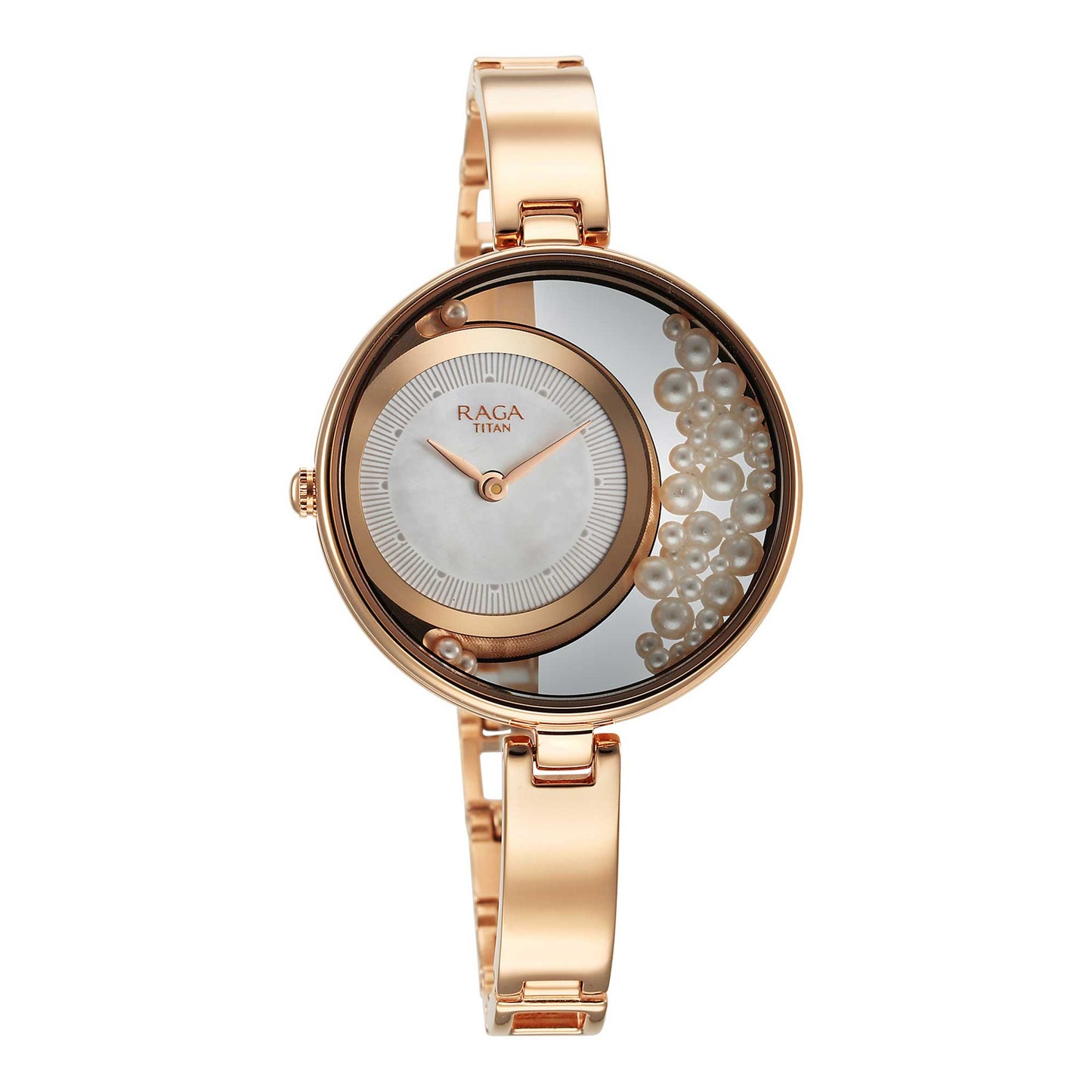 Titan Raga Power Pearls Quartz Analog White Dial with loose pearls Metal Strap Watch for Women