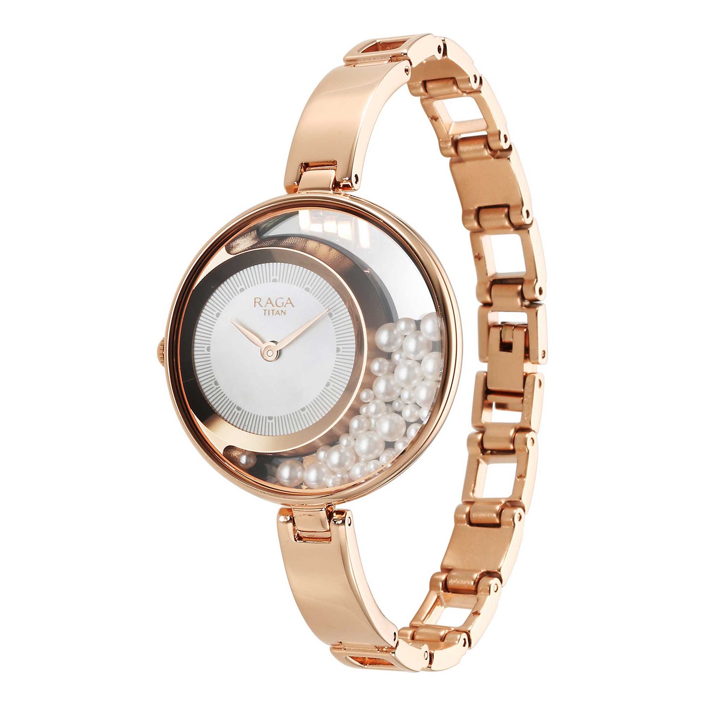 Titan Raga Power Pearls Quartz Analog White Dial with loose pearls Metal Strap Watch for Women