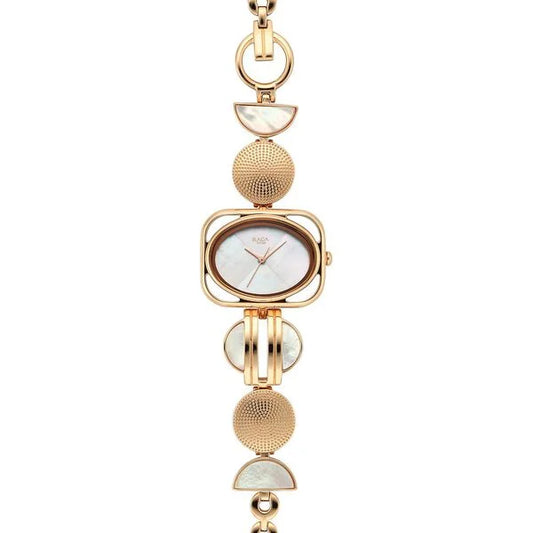 Titan Raga Mother Of Pearl Rectangle Dial Rose Gold Metal Strap Analog Watch for Women