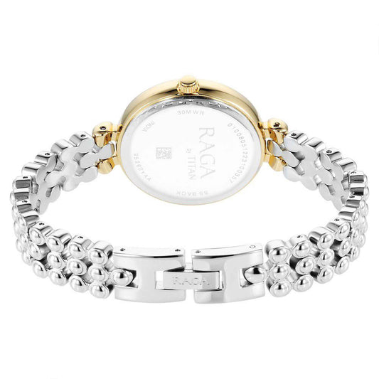 Titan Raga Showstopper Quartz Analog Silver Dial Metal Strap Watch for Women 95262BM01