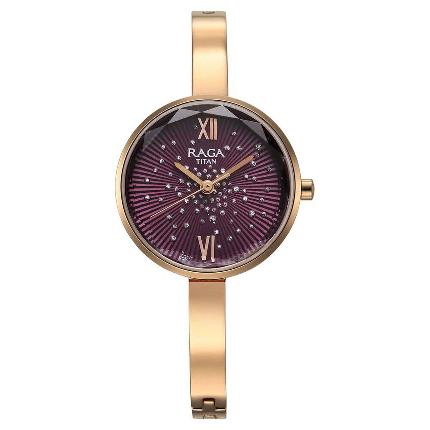 Titan Raga Showstopper Quartz Alog Purple Dial Metal Strap Watch for Women