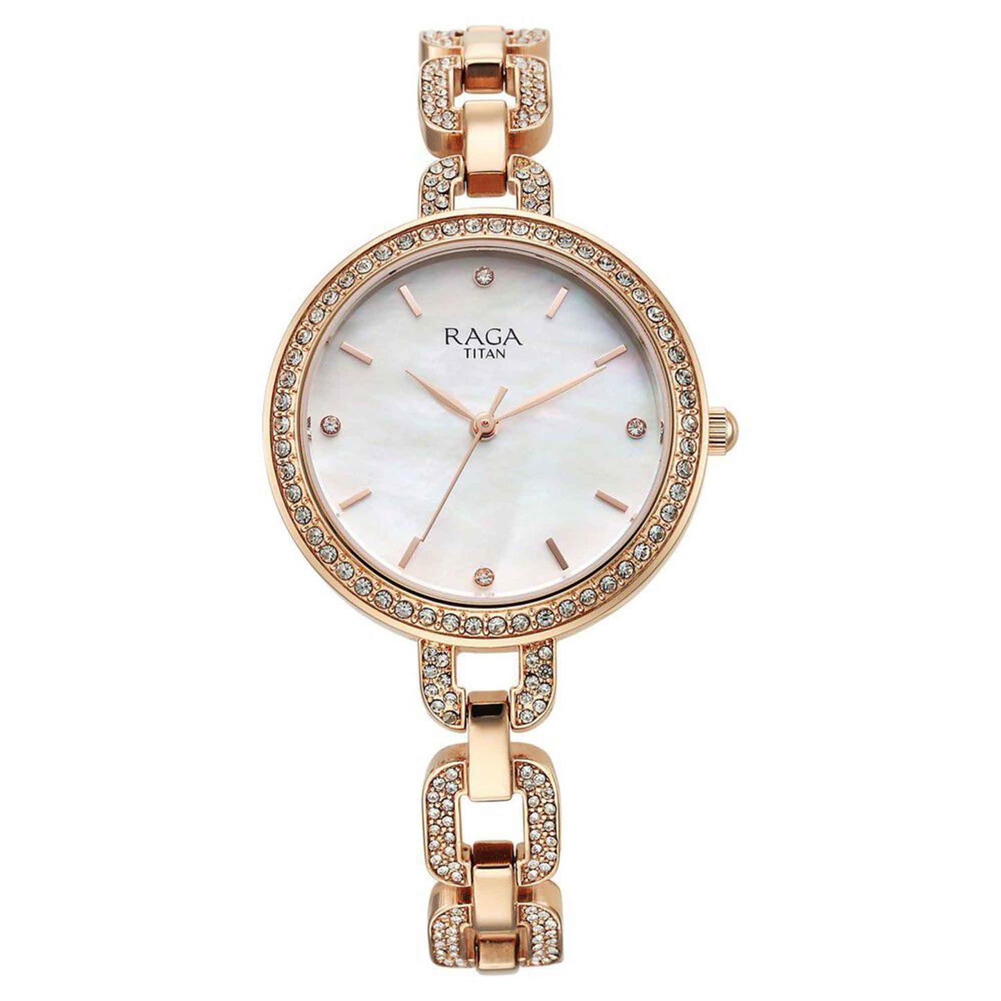 Titan Raga Showstopper Quartz Alog Mother Of Pearl Dial Metal Strap Watch for Women