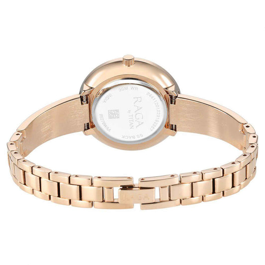 Titan Raga Showstopper Quartz Alog Purple Dial Metal Strap Watch for Women (95276WM01)
