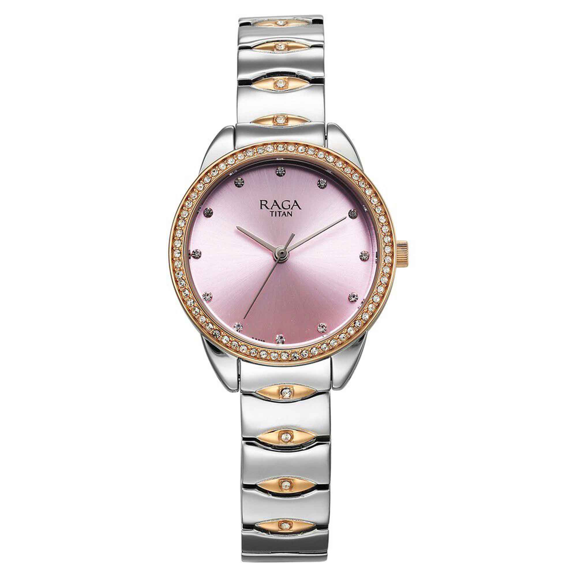 Titan Raga Showstopper Quartz Alog Purple Dial Metal Strap Watch for Women