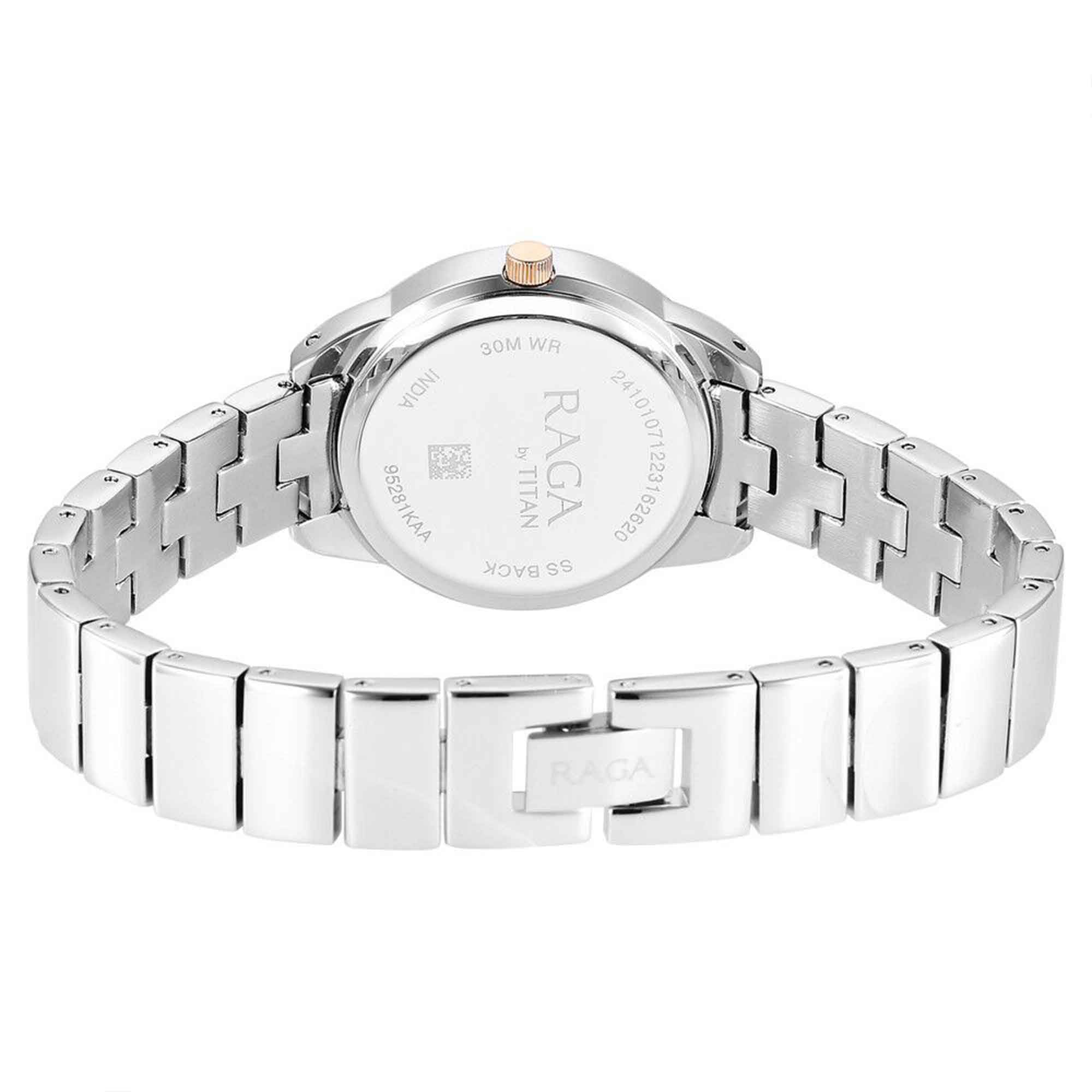 Titan Raga Showstopper Quartz Alog Purple Dial Metal Strap Watch for Women