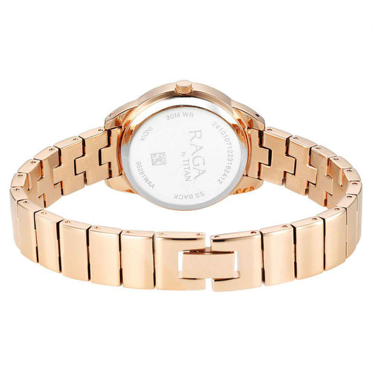 Titan Raga Showstopper Quartz Alog Pink Dial Metal Strap Watch for Women
