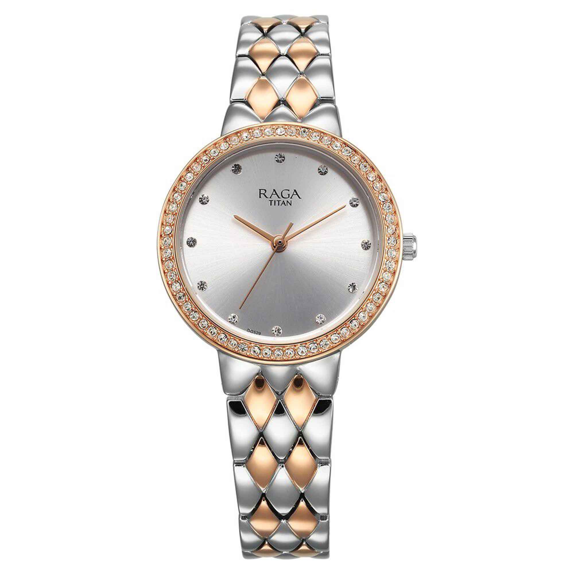 Titan Raga Showstopper Quartz Alog Silver Dial Metal Strap Watch for Women