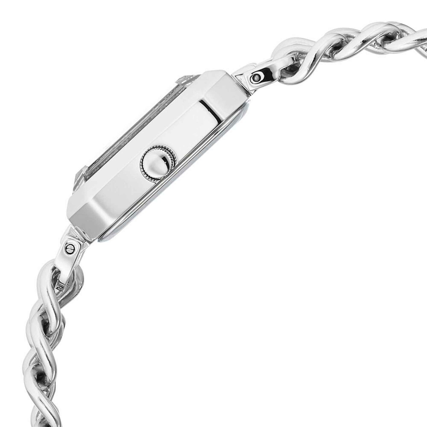 Titan Raga Silver Rectangle Dial Metal Strap Analog Watch for Women