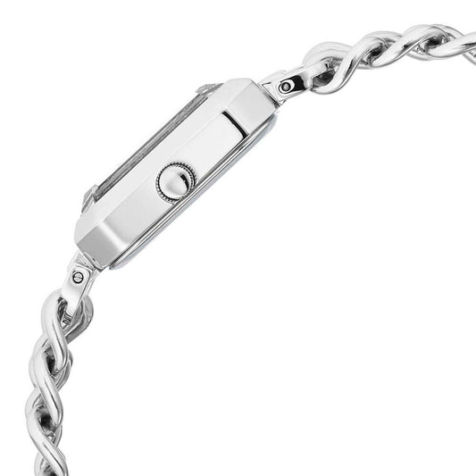Titan Raga Silver Rectangle Dial Metal Strap Analog Watch for Women