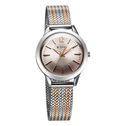 Titan Titan Timeless Urban Quartz Analog Pink Dial Metal Strap Watch For Women