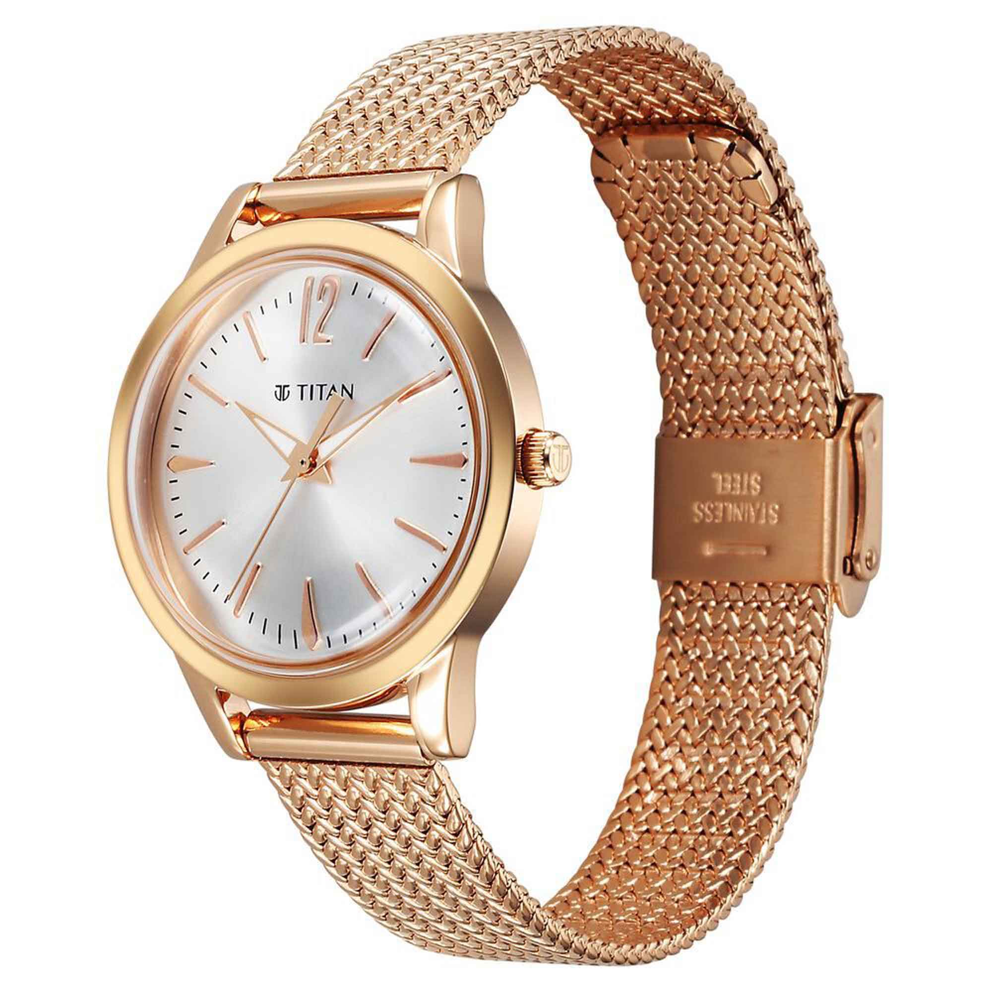 Titan Titan Timeless Urban Quartz Analog Silver Dial Metal Strap Watch For Women