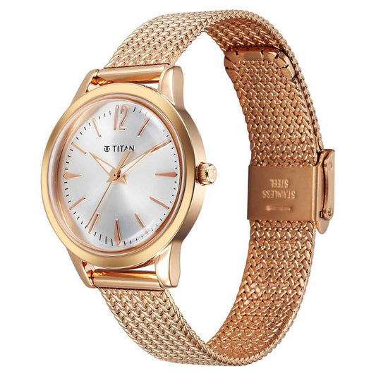 Titan Titan Timeless Urban Quartz Analog Silver Dial Metal Strap Watch For Women