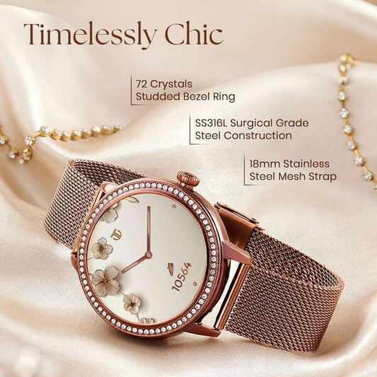Titan Valerie Premium Smartwatch with All 316L SS construction, Skin Temp. Sensor, Women Health, SingleSync BT Calling