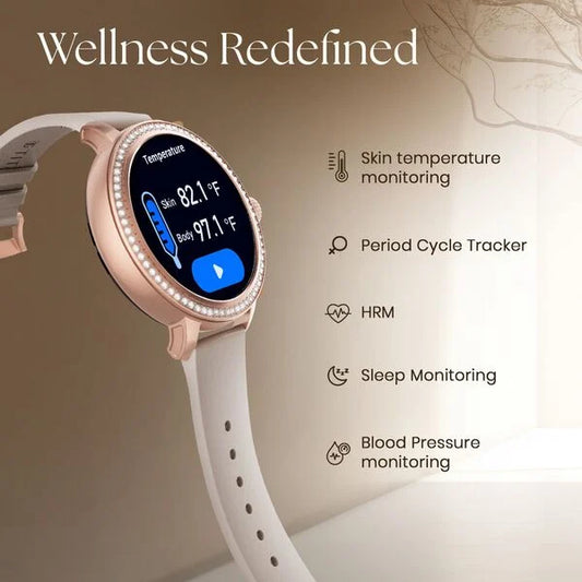 Titan Valerie Premium Smartwatch with All 316L SS construction, Skin Temp. Sensor, Women Health, SingleSync BT Calling