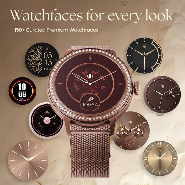 Titan Valerie Premium Smartwatch with All 316L SS construction, Skin Temp. Sensor, Women Health, SingleSync BT Calling