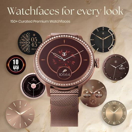 Titan Valerie Premium Smartwatch with All 316L SS construction, Skin Temp. Sensor, Women Health, SingleSync BT Calling