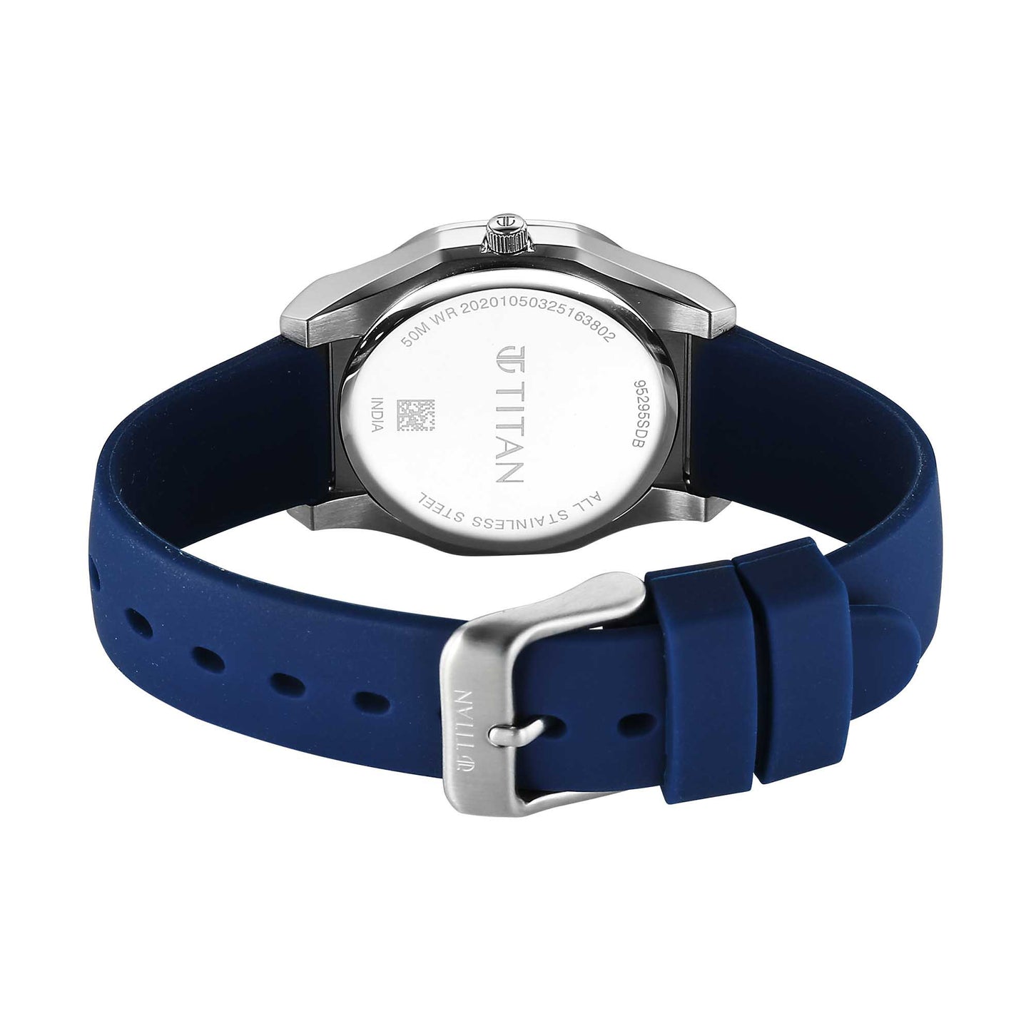 Titan Workwear White Dial Blue Silicone Strap Watch for Men