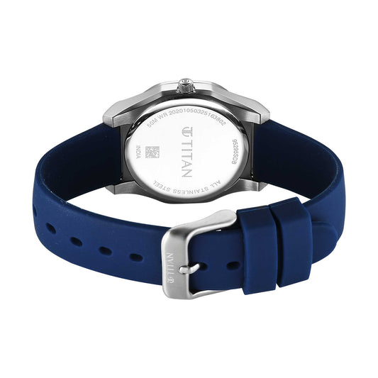 Titan Workwear White Dial Blue Silicone Strap Watch for Men