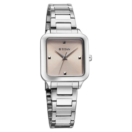 Titan Horizon Quartz Analog Pink Dial Stainless Steel Strap Watch For Women