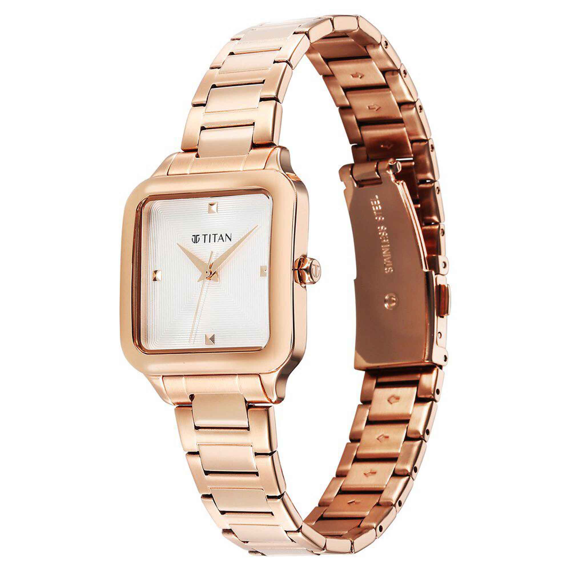 Titan Horizon Quartz Analog White Dial Stainless Steel Strap Watch For Women