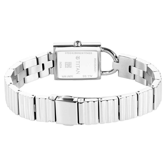Titan Metro Quartz Analog Blue Dial Stainless Steel Strap Watch For Women