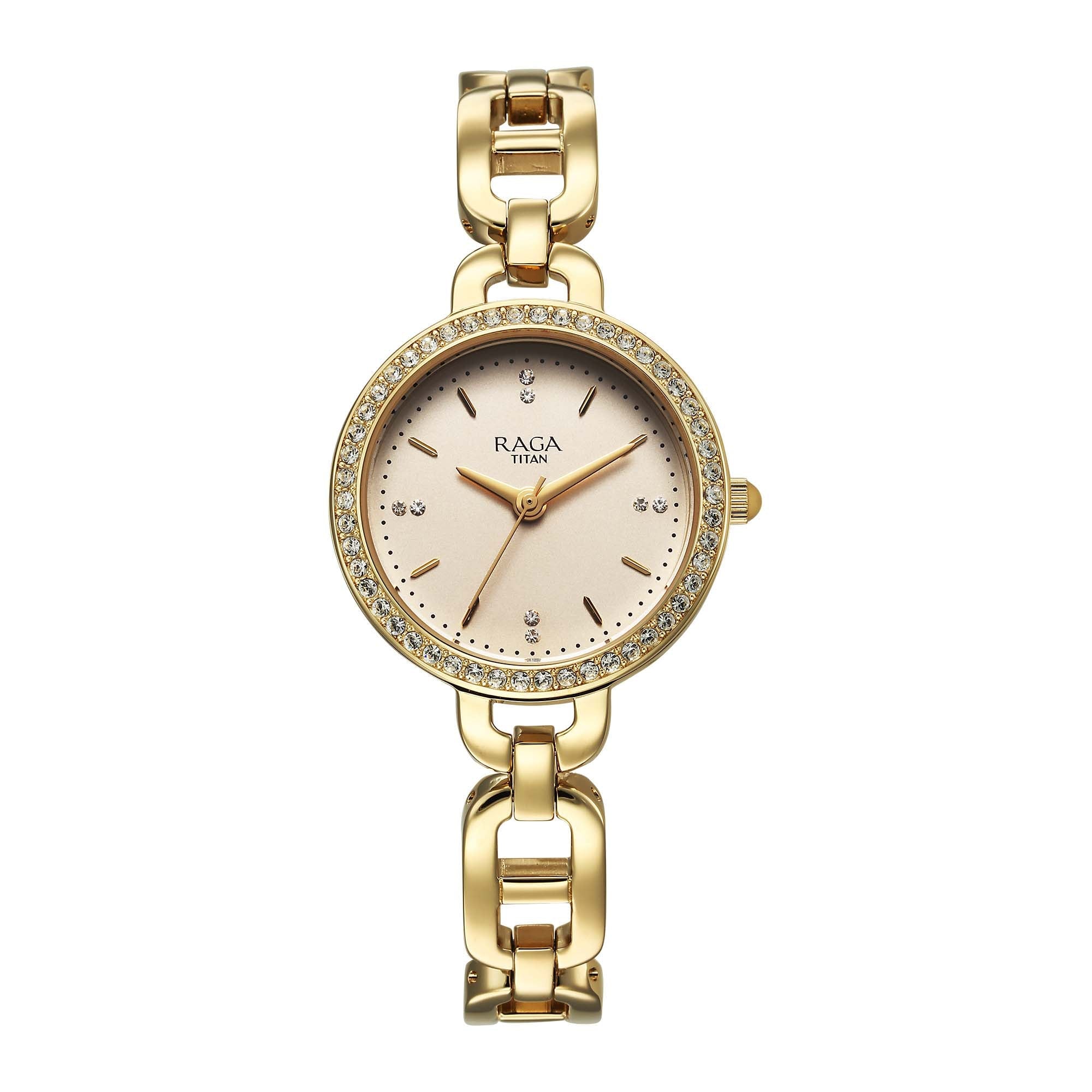 Titan Raga Showstopper 2.0 Strap Material Stainless Steel Dial Colour Gold 95305YM01