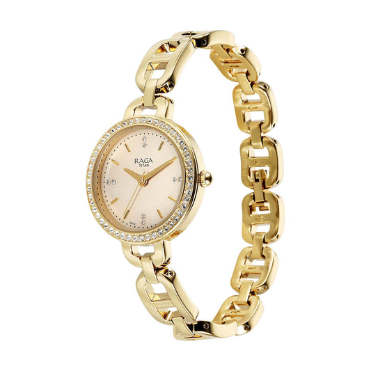 Titan Raga Showstopper 2.0 Strap Material Stainless Steel Dial Colour Gold 95305YM01