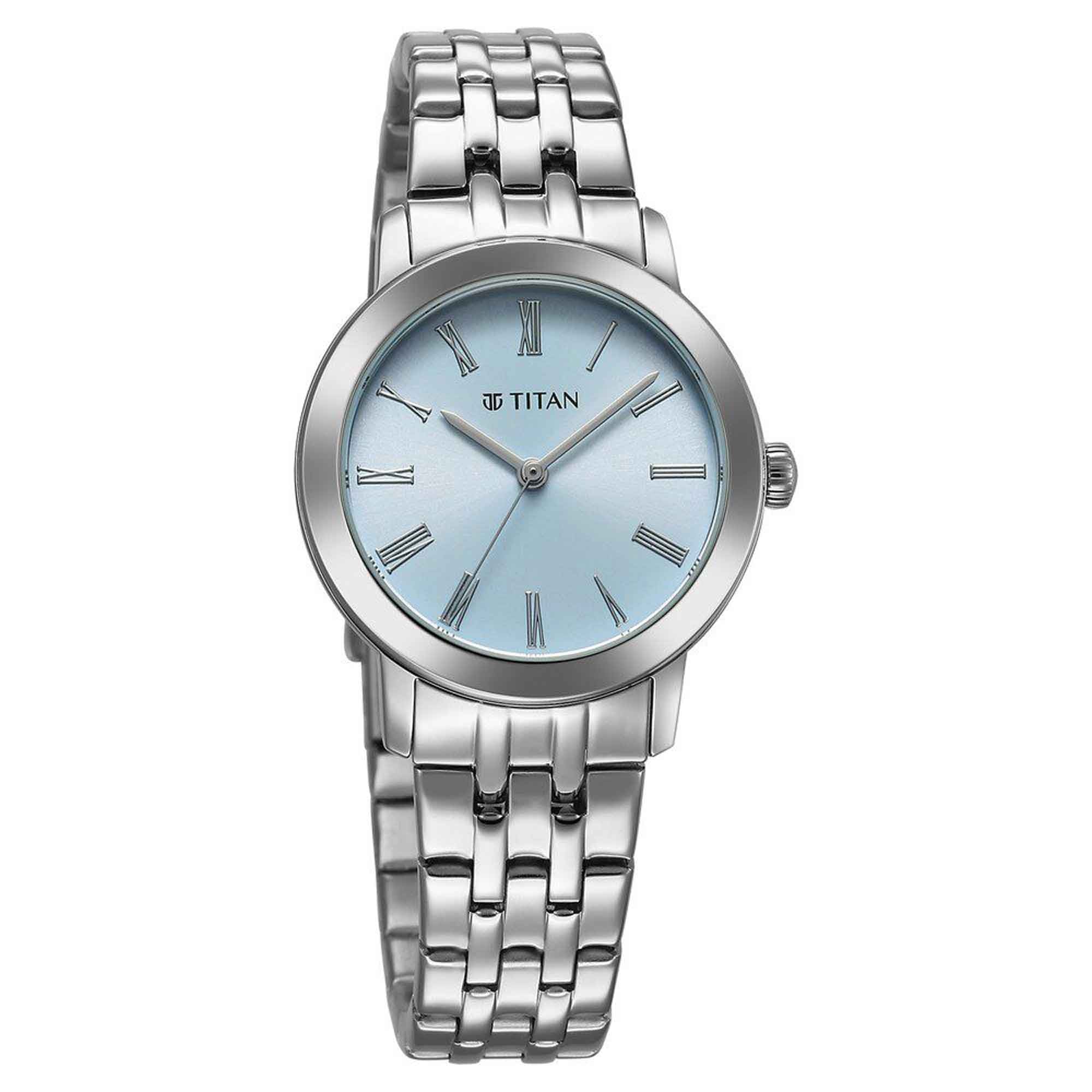 Titan Workmode Quartz Analog Blue Dial Stainless Steel Strap Watch For Women
