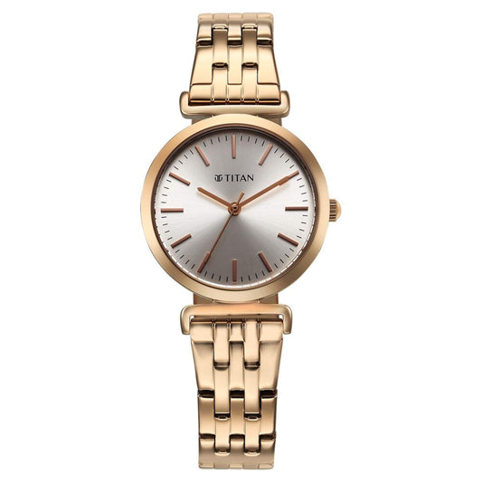 Titan Workmode Quartz Analog Silver Dial Stainless Steel Strap Watch For Women