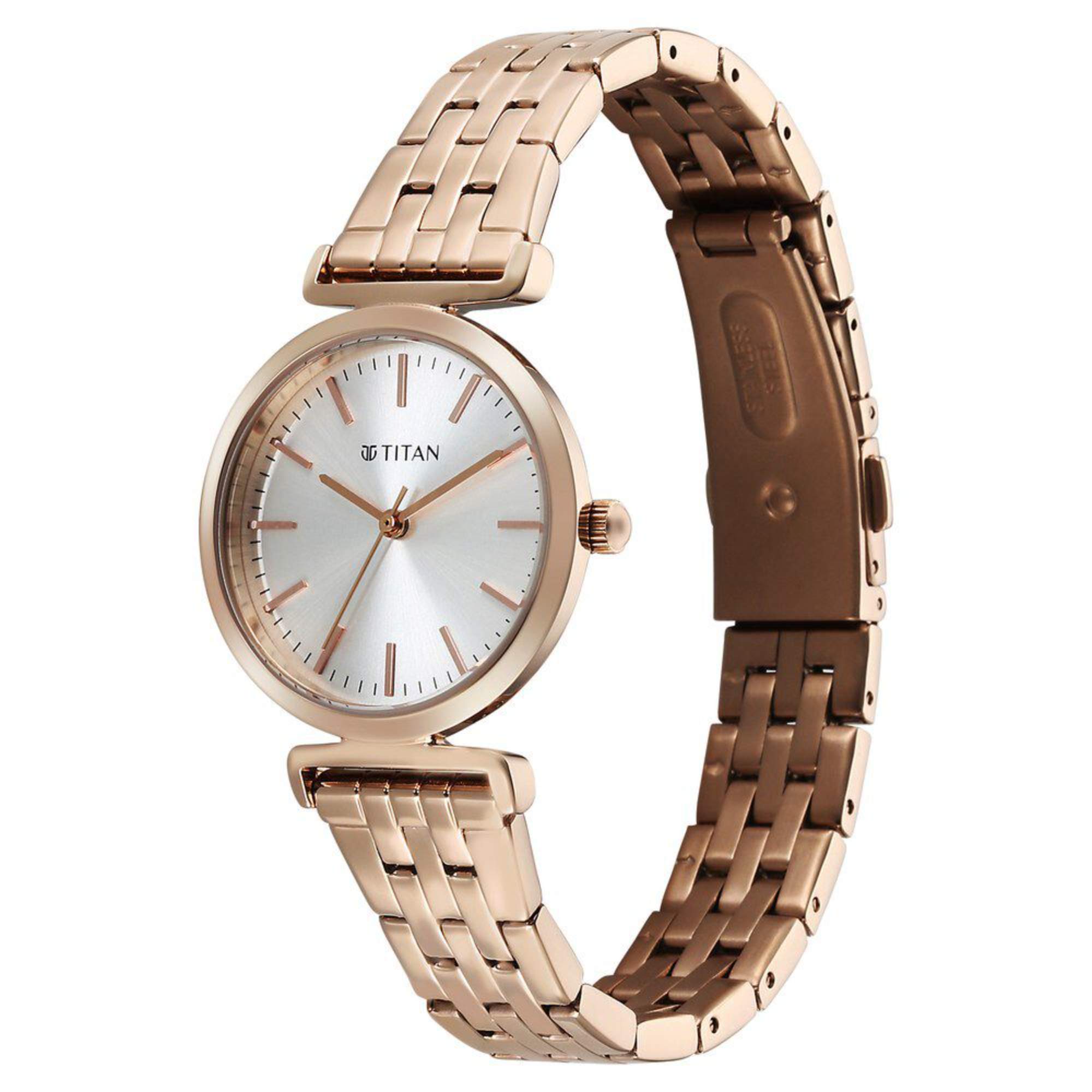 Titan Workmode Quartz Analog Silver Dial Stainless Steel Strap Watch For Women