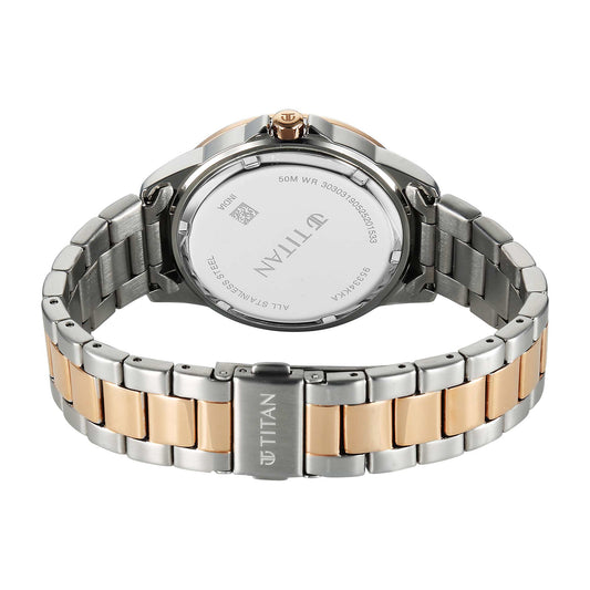Titan Purple Mother of Pearl Dial Dual Color Analog with Date Watch for Women