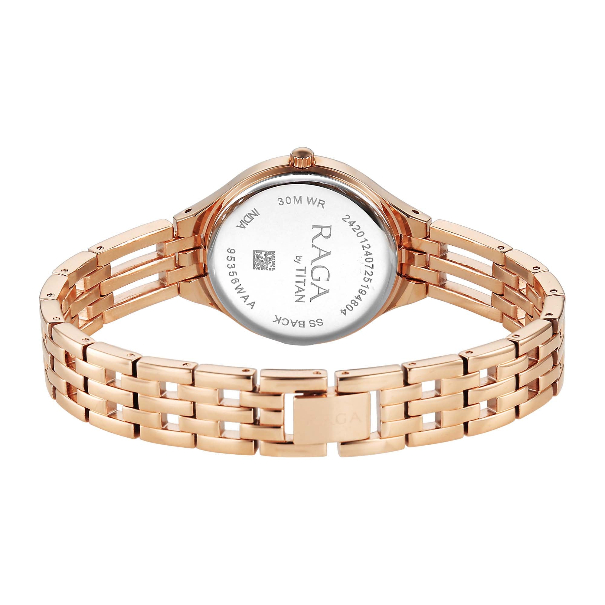 Titan Raga Silver Dial Gold Stainless Steel Strap Analog Watch for Women