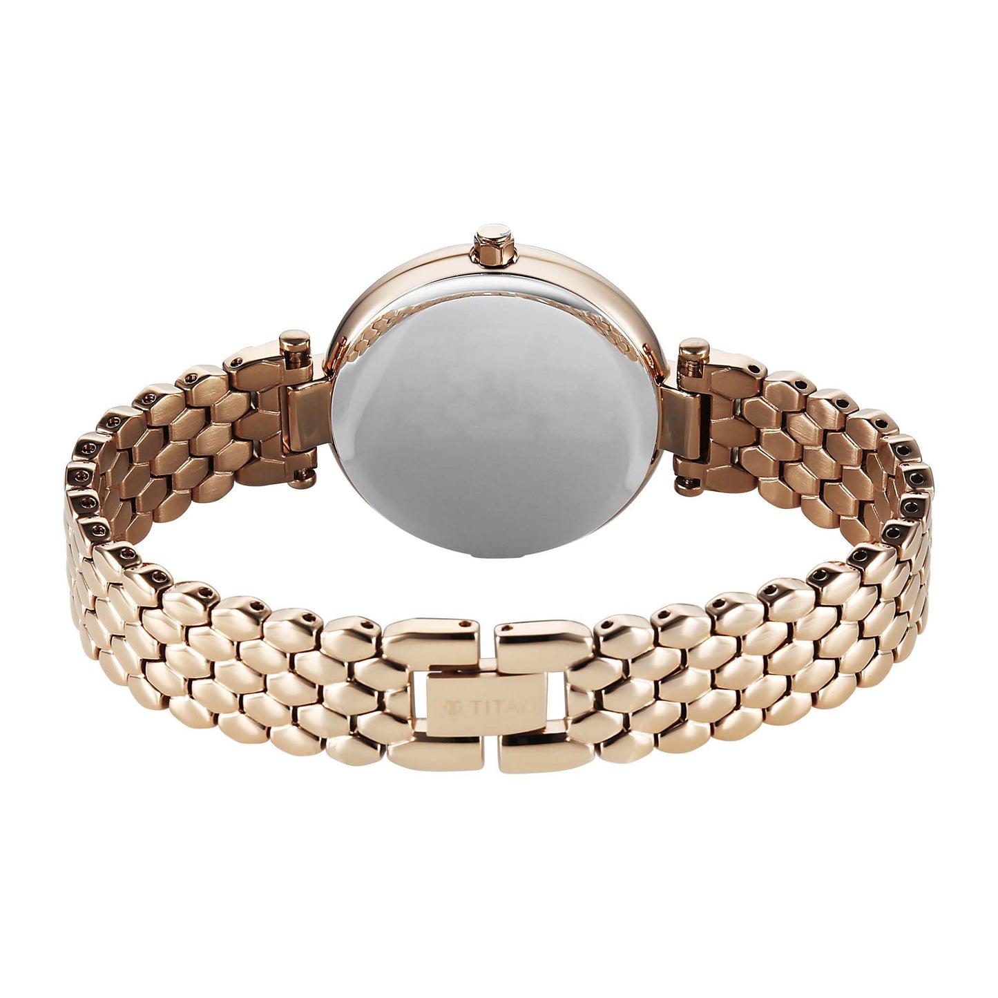 Titan Eminence Quartz Analog Silver Dial Rose Gold Strap Watch For Women